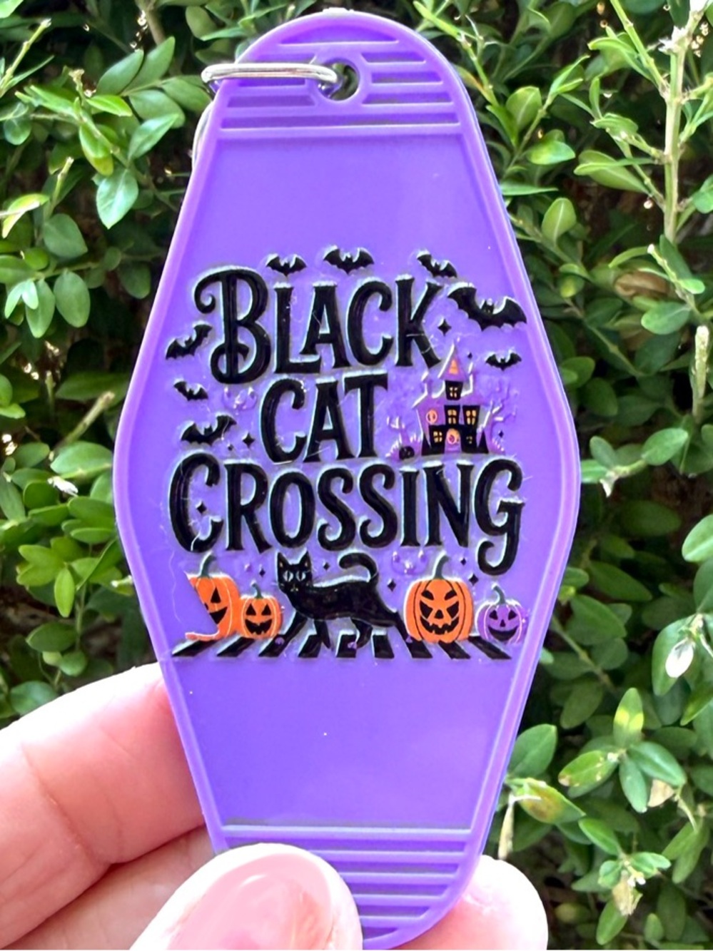 Vintage style motel key 3.5 inch keychain Halloween-themed gift idea